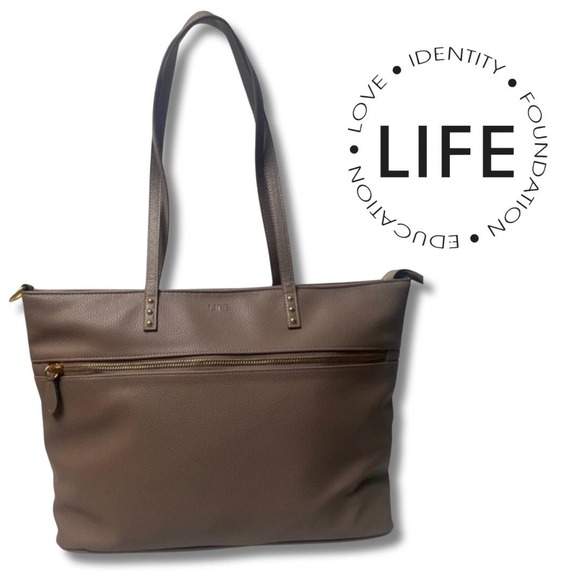 The Life Bag Vegan Leather Tote - Spacious & Stylish NWT - Picture 1 of 16